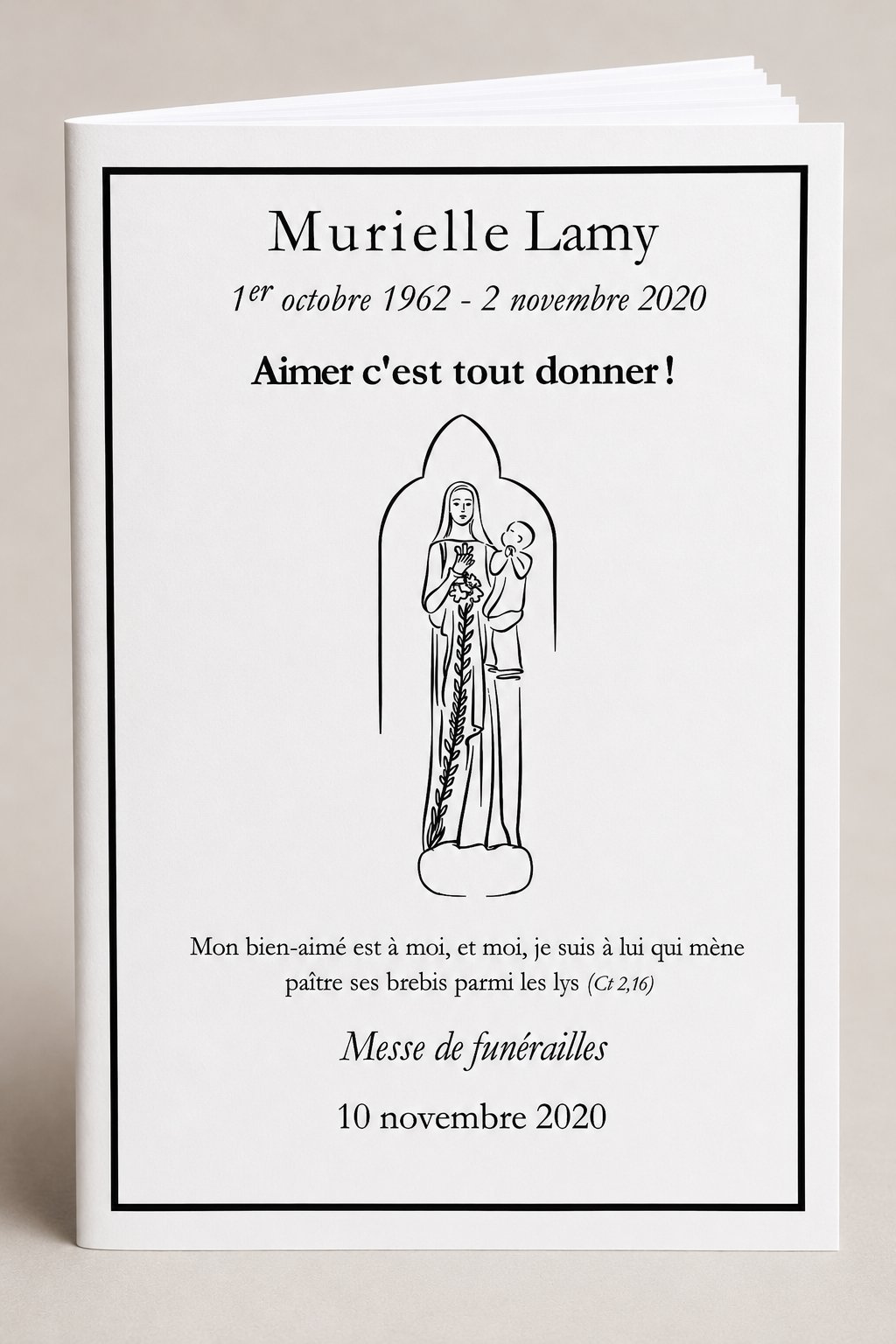 Couverture livret de funérailles